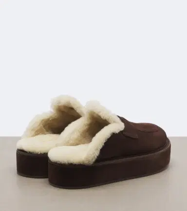 Miu Miu Shearling-lined suede platform mules | Thumbnail 4 Miu Miu Shearling-lined suede platform mules | Thumbnail 4