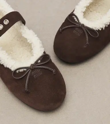 Miu Miu Shearling-lined suede ballet flats | Thumbnail 2 Miu Miu Shearling-lined suede ballet flats | Thumbnail 2