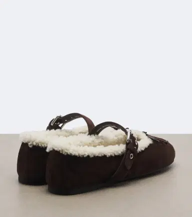 Miu Miu Shearling-lined suede ballet flats | Thumbnail 3 Miu Miu Shearling-lined suede ballet flats | Thumbnail 3