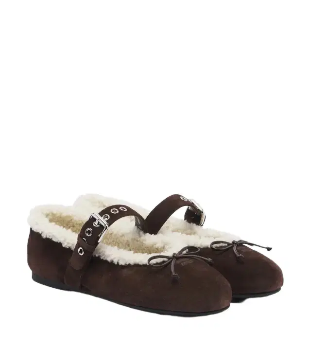Miu Miu Shearling-lined suede ballet flats