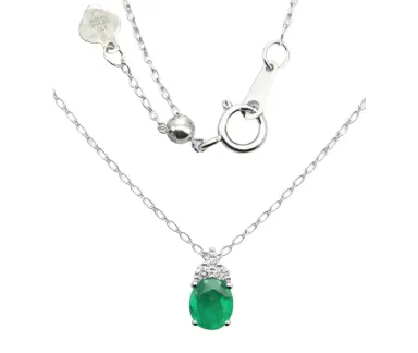 Wish Fine Jewelry 0.370ct Diamond Emerald 18K Gold Halo Necklace | Thumbnail 1 Wish Fine Jewelry 0.370ct Diamond Emerald 18K Gold Halo Necklace | Thumbnail 1