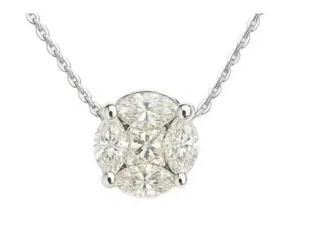 Wish Fine Jewelry 0.46ct Diamond 18K Gold Illusion Solitaire Necklace