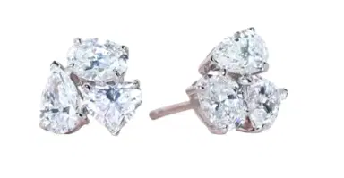Wish Fine Jewelry 1.98ct Diamond 18K Pear Round Heart Stud Earrings | Thumbnail 1