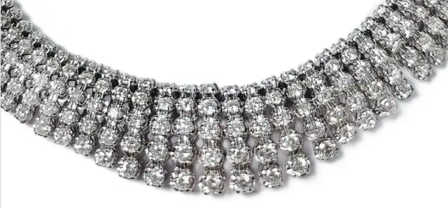 Wish Fine Jewelry 17.50ct Diamond 18K Gold Multi Row Tennis Necklace
