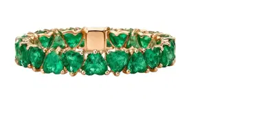 Wish Fine Jewelry 4.52ct Emerald 18K Gold Heart Almost Eternity Band Ring | Thumbnail 1