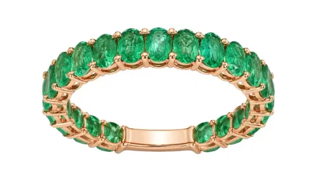 Wish Fine Jewelry 4.79ct Emerald 18K Gold Almost Eternity Band Ring