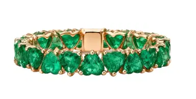 Wish Fine Jewelry 5.12ct Emerald 18K Gold Heart Almost Eternity Band Ring | Thumbnail 1