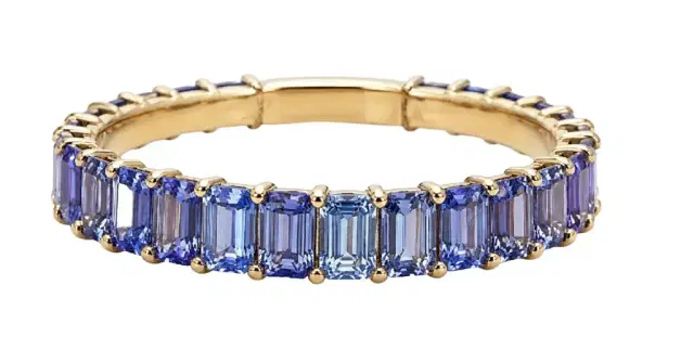Wish Fine Jewelry 5.92ct Tanzanite 18K Gold Almost Eternity Band Ring