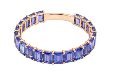 Wish Fine Jewelry 6.05ct Tanzanite 18K Gold Almost Eternity Band Ring | Thumbnail 1