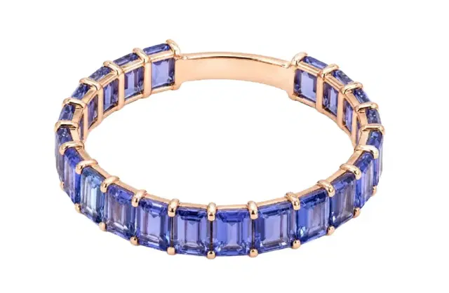 Wish Fine Jewelry 6.05ct Tanzanite 18K Gold Almost Eternity Band Ring