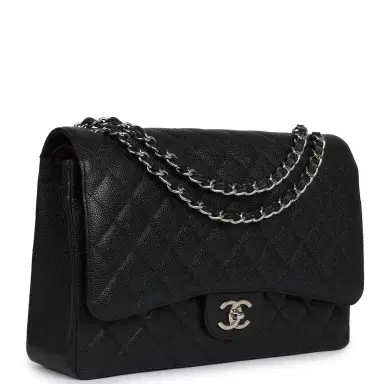 Chanel Chanel Maxi Classic Double Flap Bag Black Caviar Silver Hardware | Thumbnail 2 Chanel Chanel Maxi Classic Double Flap Bag Black Caviar Silver Hardware | Thumbnail 2
