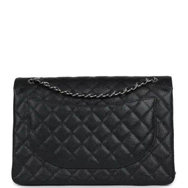 Chanel Chanel Maxi Classic Double Flap Bag Black Caviar Silver Hardware | Thumbnail 4 Chanel Chanel Maxi Classic Double Flap Bag Black Caviar Silver Hardware | Thumbnail 4