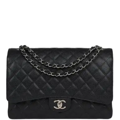 Chanel Chanel Maxi Classic Double Flap Bag Black Caviar Silver Hardware | Thumbnail 1 Chanel Chanel Maxi Classic Double Flap Bag Black Caviar Silver Hardware | Thumbnail 1