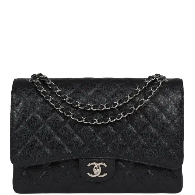 Chanel Maxi Classic Double Flap Bag Black Caviar Silver Hardware Chanel Maxi Classic Double Flap Bag Black Caviar Silver Hardware