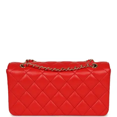 Chanel Chanel Medium East West Flap Bag Red Lambskin Gold Hardware | Thumbnail 4 Chanel Chanel Medium East West Flap Bag Red Lambskin Gold Hardware | Thumbnail 4