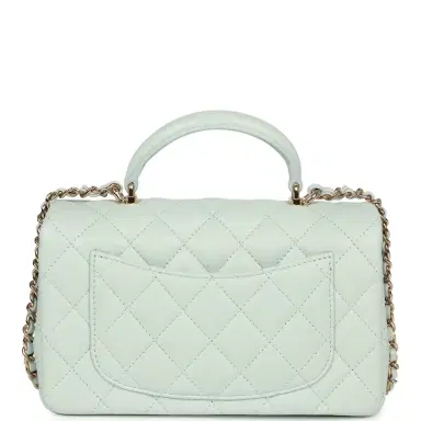 Chanel Chanel Mini Classic Rectangular Top Handle Flap Bag Light Blue Lambskin Light Gold Hardware | Thumbnail 4 Chanel Chanel Mini Classic Rectangular Top Handle Flap Bag Light Blue Lambskin Light Gold Hardware | Thumbnail 4
