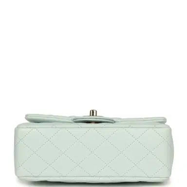 Chanel Chanel Mini Classic Rectangular Top Handle Flap Bag Light Blue Lambskin Light Gold Hardware | Thumbnail 6 Chanel Chanel Mini Classic Rectangular Top Handle Flap Bag Light Blue Lambskin Light Gold Hardware | Thumbnail 6
