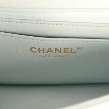 Chanel Chanel Mini Classic Rectangular Top Handle Flap Bag Light Blue Lambskin Light Gold Hardware | Thumbnail 9 Chanel Chanel Mini Classic Rectangular Top Handle Flap Bag Light Blue Lambskin Light Gold Hardware | Thumbnail 9