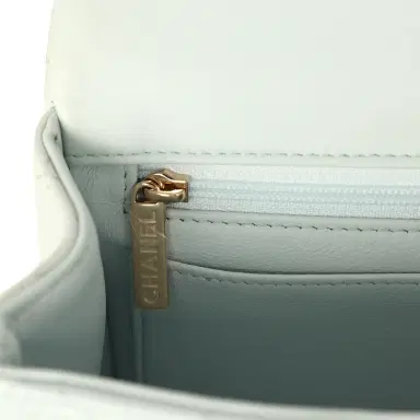 Chanel Chanel Mini Classic Rectangular Top Handle Flap Bag Light Blue Lambskin Light Gold Hardware | Thumbnail 10 Chanel Chanel Mini Classic Rectangular Top Handle Flap Bag Light Blue Lambskin Light Gold Hardware | Thumbnail 10