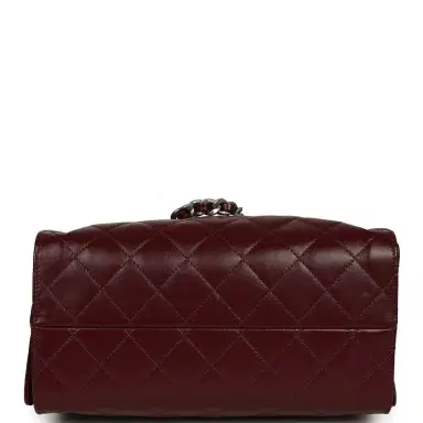 Chanel Chanel Small 25 Hobo Bag Dark Burgundy Shiny Lambskin Silver Hardware | Thumbnail 6