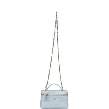 Chanel Chanel Top Handle Long Vanity Case with Chain Light Blue Croc Embossed Calfskin Gold Hardware | Thumbnail 7 Chanel Chanel Top Handle Long Vanity Case with Chain Light Blue Croc Embossed Calfskin Gold Hardware | Thumbnail 7