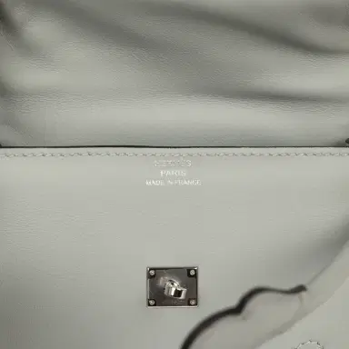HERMÈS Hermes "Quelle Idolle" Kelly Doll Bleu Glacier, Vert Maquis Swift Palladium Hardware | Thumbnail 7 HERMÈS Hermes "Quelle Idolle" Kelly Doll Bleu Glacier, Vert Maquis Swift Palladium Hardware | Thumbnail 7