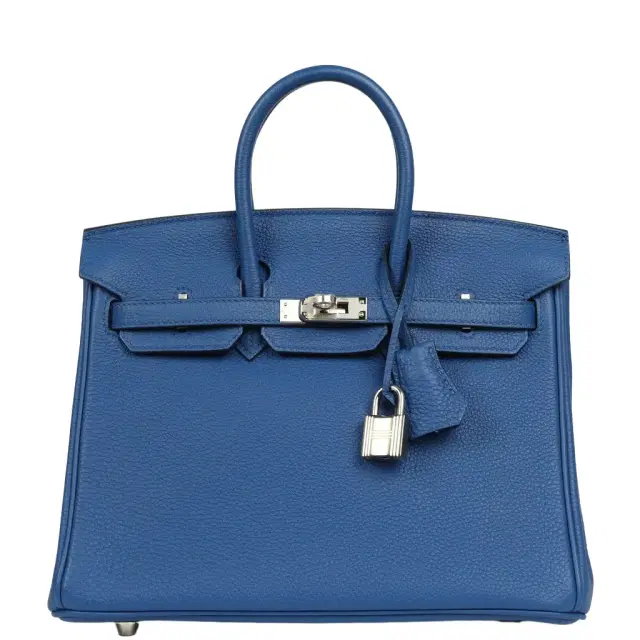 HERMÈS Hermes Birkin 25 Bleu France Togo Palladium Hardware