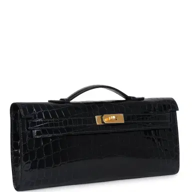 HERMÈS Hermes Kelly Cut Bleu Marine Shiny Niloticus Crocodile Gold Hardware | Thumbnail 2 HERMÈS Hermes Kelly Cut Bleu Marine Shiny Niloticus Crocodile Gold Hardware | Thumbnail 2