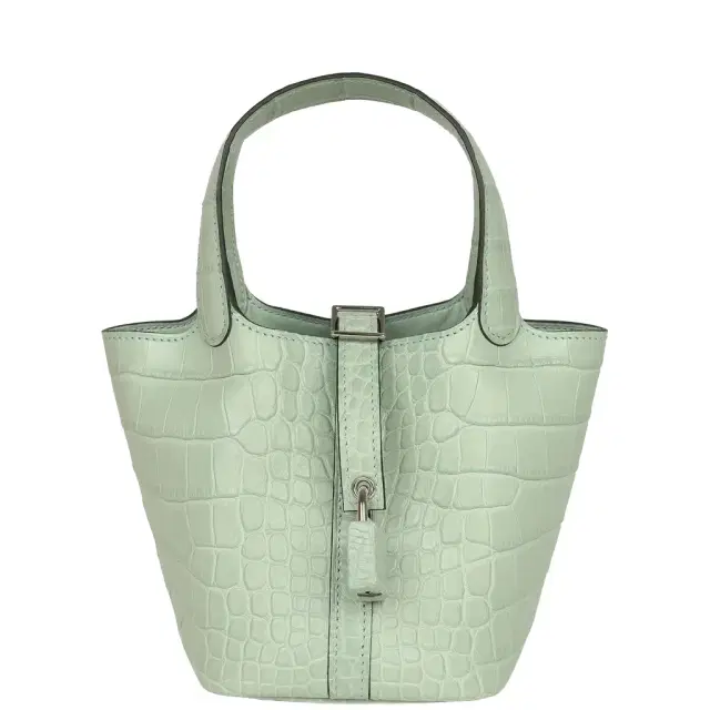 HERMÈS Hermes Micro Picotin Lock 14 Vert D'Eau Matte Alligator Palladium Hardware
