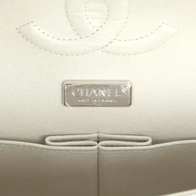 Chanel Pre-owned Chanel Medium Sequin Classic Double Flap Bag Light Grey, Pink, Yellow Embroidered Satin Silver Hardware | Thumbnail 9 Chanel Pre-owned Chanel Medium Sequin Classic Double Flap Bag Light Grey, Pink, Yellow Embroidered Satin Silver Hardware | Thumbnail 9