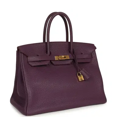 HERMÈS Pre-owned Hermes Birkin 35 Cassis Fjord Gold Hardware | Thumbnail 2