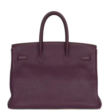 HERMÈS Pre-owned Hermes Birkin 35 Cassis Fjord Gold Hardware | Thumbnail 4