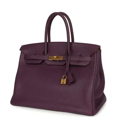 HERMÈS Pre-owned Hermes Birkin 35 Cassis Fjord Gold Hardware | Thumbnail 5