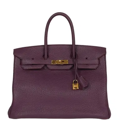 HERMÈS Pre-owned Hermes Birkin 35 Cassis Fjord Gold Hardware | Thumbnail 1