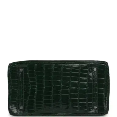 HERMÈS Pre-owned Hermes Birkin 35 Vert Fonce Shiny Porosus Crocodile Palladium Hardware | Thumbnail 6 HERMÈS Pre-owned Hermes Birkin 35 Vert Fonce Shiny Porosus Crocodile Palladium Hardware | Thumbnail 6