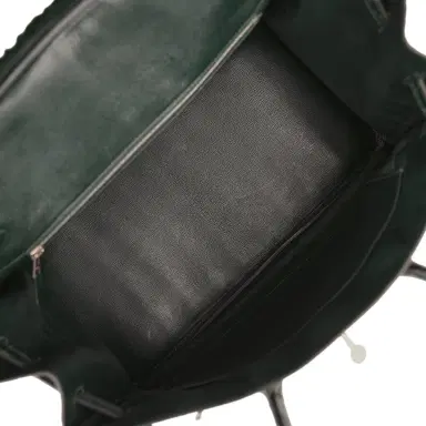 HERMÈS Pre-owned Hermes Birkin 35 Vert Fonce Shiny Porosus Crocodile Palladium Hardware | Thumbnail 8 HERMÈS Pre-owned Hermes Birkin 35 Vert Fonce Shiny Porosus Crocodile Palladium Hardware | Thumbnail 8