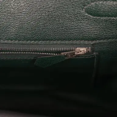 HERMÈS Pre-owned Hermes Birkin 35 Vert Fonce Shiny Porosus Crocodile Palladium Hardware | Thumbnail 9 HERMÈS Pre-owned Hermes Birkin 35 Vert Fonce Shiny Porosus Crocodile Palladium Hardware | Thumbnail 9