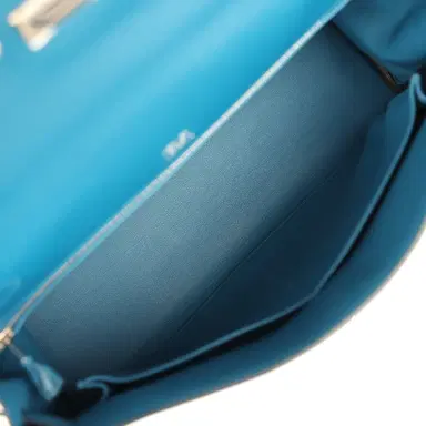 HERMÈS Pre-owned Hermes Ghillies Kelly Retourne 32 Bleu De Galice Swift, Grain D'H Palladium Hardware | Thumbnail 8 HERMÈS Pre-owned Hermes Ghillies Kelly Retourne 32 Bleu De Galice Swift, Grain D'H Palladium Hardware | Thumbnail 8
