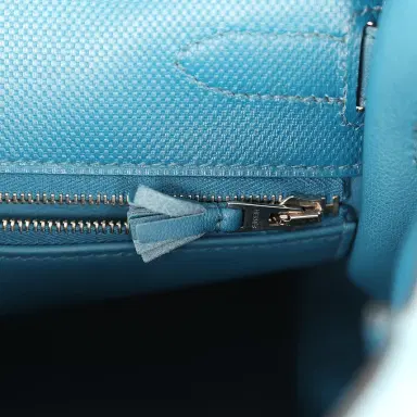 HERMÈS Pre-owned Hermes Ghillies Kelly Retourne 32 Bleu De Galice Swift, Grain D'H Palladium Hardware | Thumbnail 9 HERMÈS Pre-owned Hermes Ghillies Kelly Retourne 32 Bleu De Galice Swift, Grain D'H Palladium Hardware | Thumbnail 9