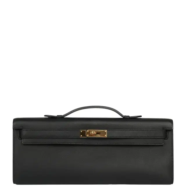 HERMÈS Pre-owned Hermes Kelly Cut Black Swift Gold Hardware