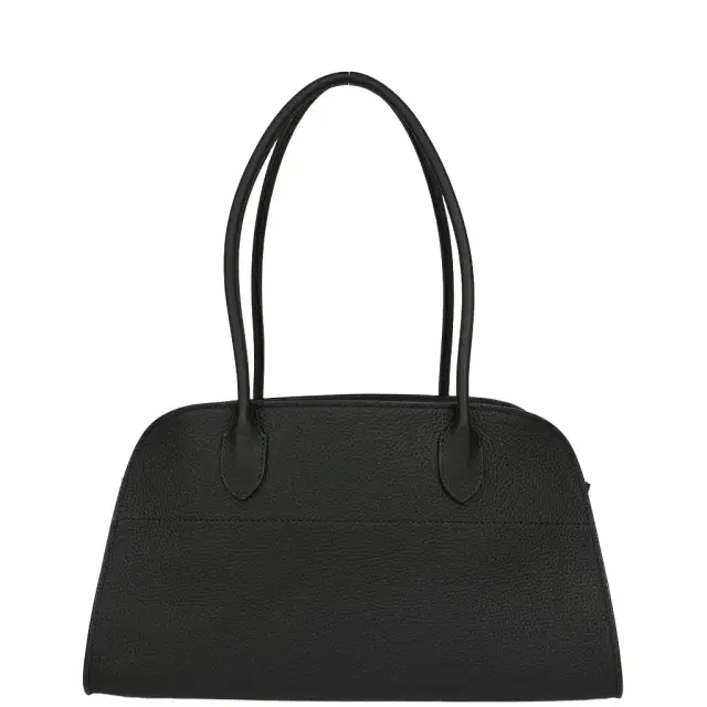 The Row The Row Soft Margaux Shoulder 12 Bag Black Calfskin Silver Hardware