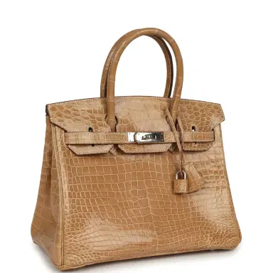 HERMÈS Vintage Hermes Birkin 30 Ficelle Shiny Porosus Crocodile Palladium Hardware | Thumbnail 2 HERMÈS Vintage Hermes Birkin 30 Ficelle Shiny Porosus Crocodile Palladium Hardware | Thumbnail 2
