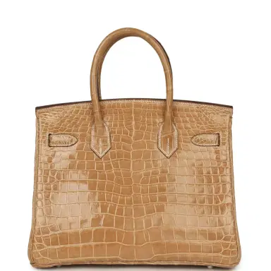 HERMÈS Vintage Hermes Birkin 30 Ficelle Shiny Porosus Crocodile Palladium Hardware | Thumbnail 4 HERMÈS Vintage Hermes Birkin 30 Ficelle Shiny Porosus Crocodile Palladium Hardware | Thumbnail 4