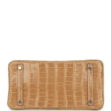 HERMÈS Vintage Hermes Birkin 30 Ficelle Shiny Porosus Crocodile Palladium Hardware | Thumbnail 6 HERMÈS Vintage Hermes Birkin 30 Ficelle Shiny Porosus Crocodile Palladium Hardware | Thumbnail 6