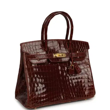 HERMÈS Vintage Hermes Birkin 30 Miel Shiny Niloticus Crocodile Gold Hardware | Thumbnail 2