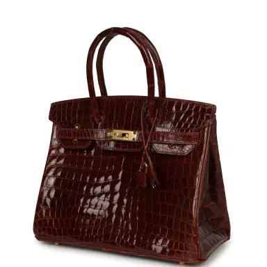 HERMÈS Vintage Hermes Birkin 30 Miel Shiny Niloticus Crocodile Gold Hardware | Thumbnail 5