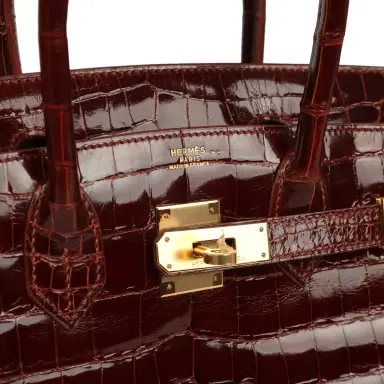 HERMÈS Vintage Hermes Birkin 30 Miel Shiny Niloticus Crocodile Gold Hardware | Thumbnail 7