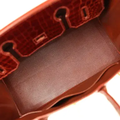 HERMÈS Vintage Hermes Birkin 30 Miel Shiny Niloticus Crocodile Gold Hardware | Thumbnail 8