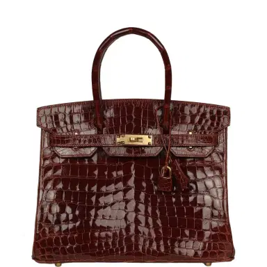 HERMÈS Vintage Hermes Birkin 30 Miel Shiny Niloticus Crocodile Gold Hardware | Thumbnail 1