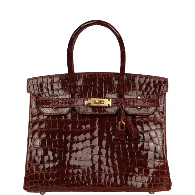 HERMÈS Vintage Hermes Birkin 30 Miel Shiny Niloticus Crocodile Gold Hardware